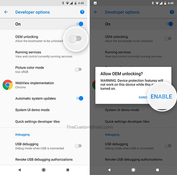 Habilitar el desbloqueo de OEM en Android - 1