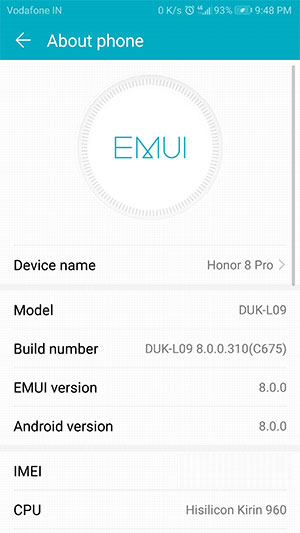 Instalar la actualización de Android Oreo Honor 8 Pro - Captura de pantalla
