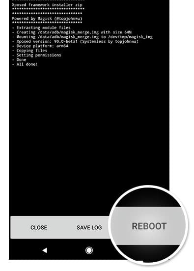 Instale Xposed Framework en Android Oreo usando Magisk - Reiniciar