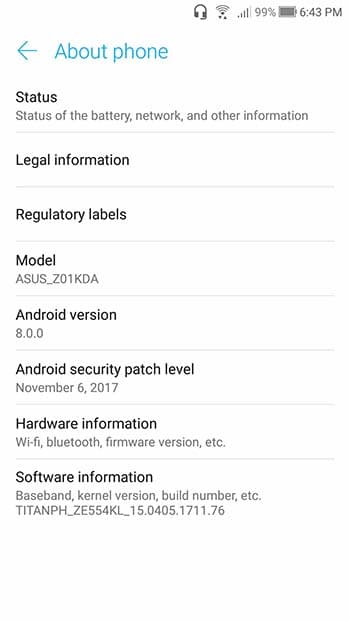 Instale Android 8.0 Oreo en Asus Zenfone 4 ZE554KL - Capturas de pantalla