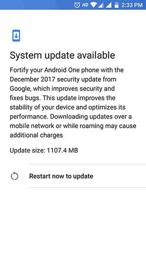 Instalar Xiaomi Mi A1 Android Oreo OTA - Notificación OTA