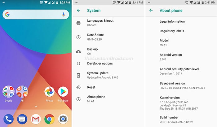 Instalar Xiaomi Mi A1 Android Oreo OTA - Capturas de pantalla