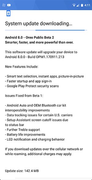 Instale Android Oreo Beta 2 en la captura de pantalla Essential Phone-OTA
