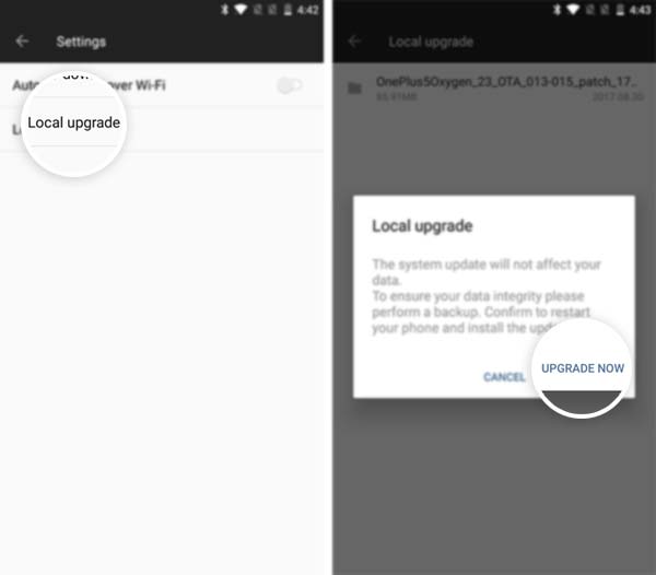 Instale OxygenOS Open Beta 2 en OnePlus 5 usando la actualización local