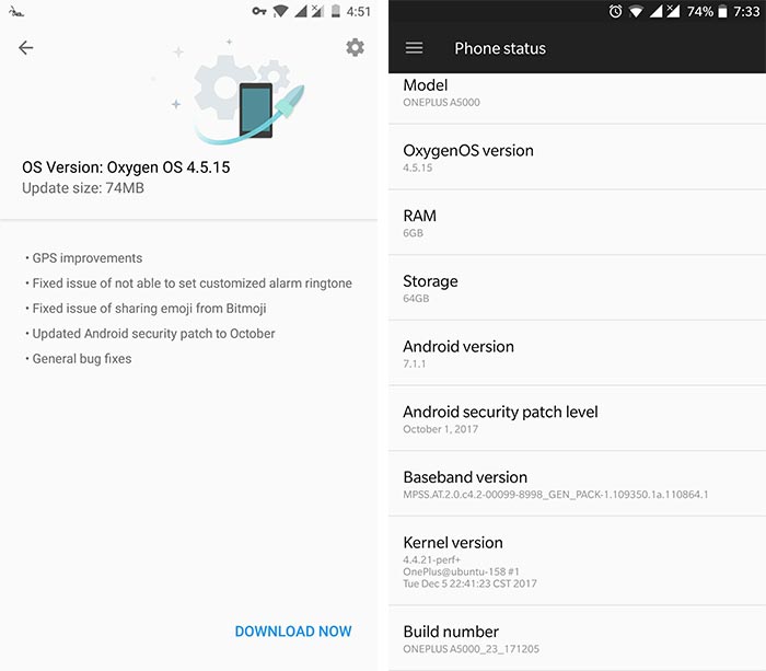 Instale la actualización OxygenOS 4.5.15 en OnePlus 5 - OTA