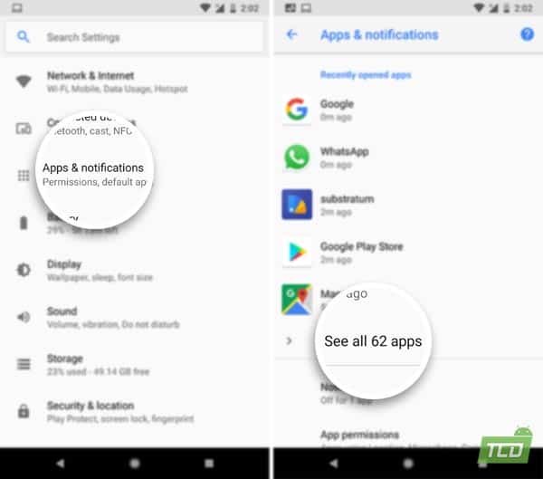 Solucionar el problema de sincronización de contactos en Android Oreo - Información de la aplicación