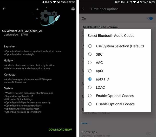 Instale OxygenOS Open Beta 28/19 en OnePlus 3 y 3T - Capturas de pantalla