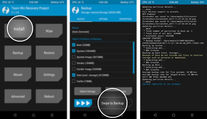 Instale la actualización Galaxy S8 Plus Android Oreo Beta 3 - TWRP Backup