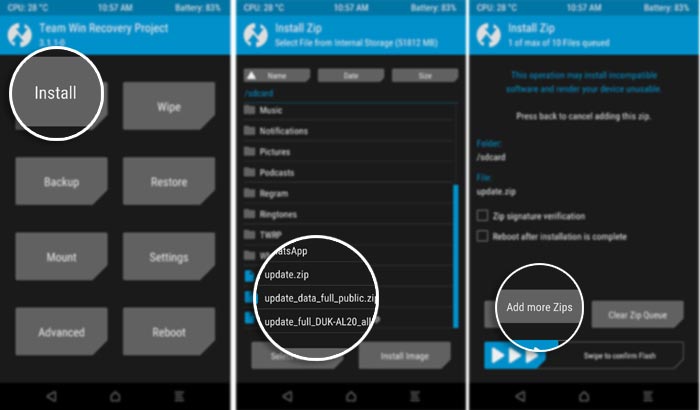 Instale Android Oreo en Honor V9 - EMUI 8.0.0.315 parpadeante usando TWRP