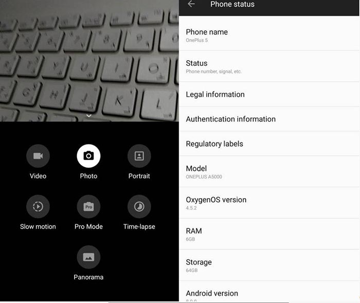 OnePlus 5 Android Oreo Beta Leaked ROM - Capturas de pantalla