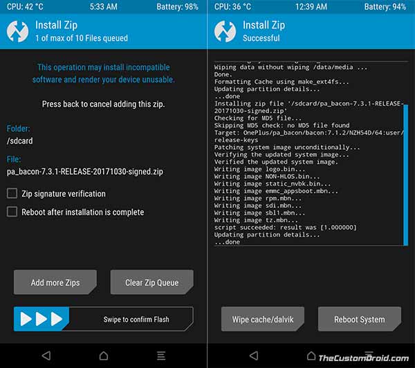 Instale la ROM Paranoid Android 7.3.1 usando TWRP