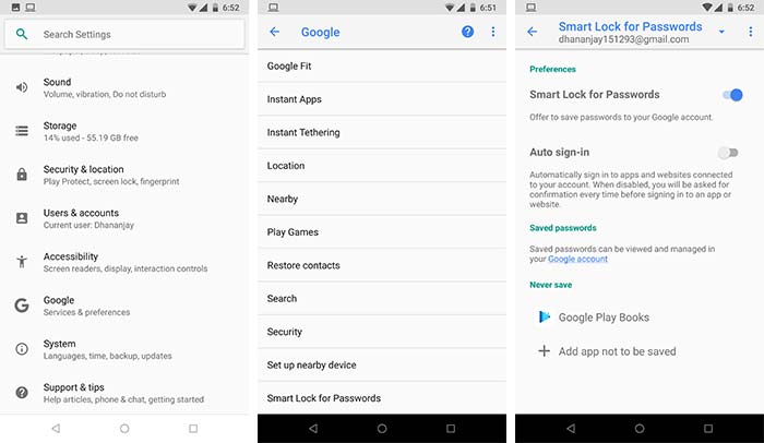 Desactivar el inicio de sesión automático en Android: desactive la opción 'Inicio de sesión automático'
