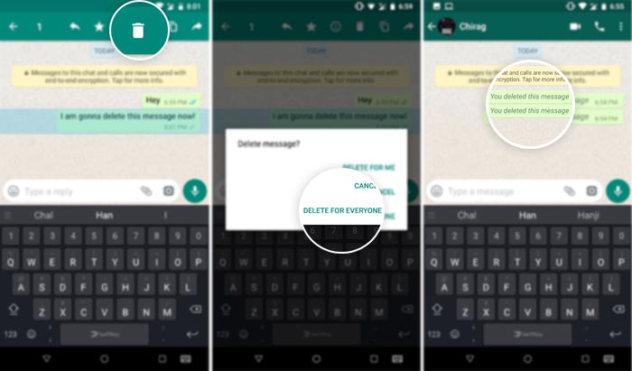 Eliminar mensajes enviados de WhatsApp en Android - Capturas de pantalla