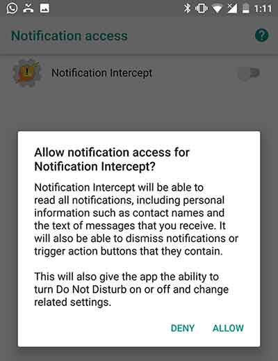 Habilite "Acceso a notificaciones" para la aplicación AutoNotification