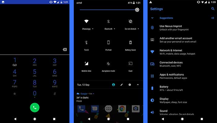Instale temas personalizados en Android Oreo sin root - Sai Android Oreo Black Theme