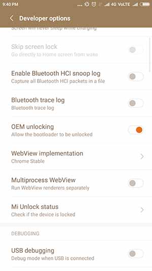 Habilitar el desbloqueo de OEM en dispositivos Xiaomi