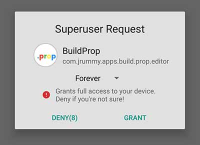 Cómo habilitar la compatibilidad con múltiples usuarios en cualquier Android: otorgue permisos de root al editor BuildProp
