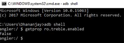 Encuentre si Project Treble es compatible con su dispositivo Android Oreo - ADB Shell en PC