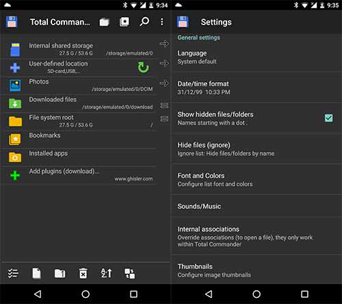Las 5 mejores aplicaciones de administrador de archivos de Android - Total Commander