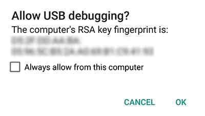 Permitir depuración USB de Android