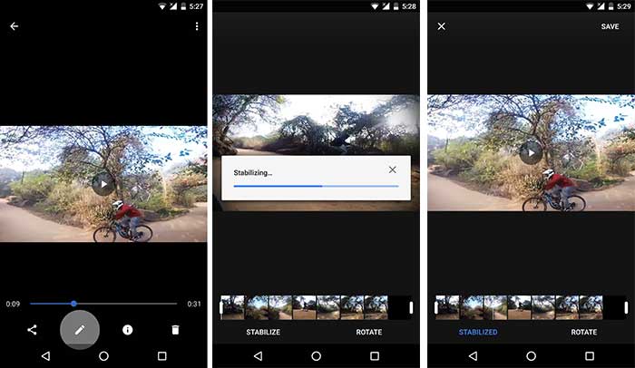 Estabilizar videos usando capturas de pantalla de Google Photos