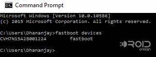 comando de dispositivos fastboot