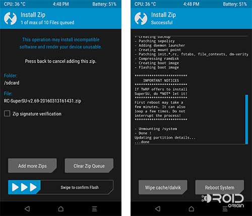 Vista previa de Root Android N Developer TWRP SuperSU
