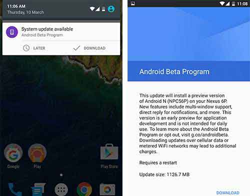 inscribirse en la notificación de actualización del programa Beta de Android