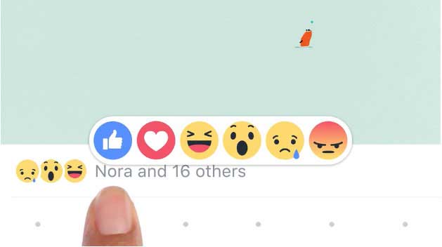 Captura de pantalla de reacciones de Facebook