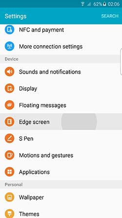 Habilitar las funciones de Edge en la captura de pantalla del Galaxy Note 5