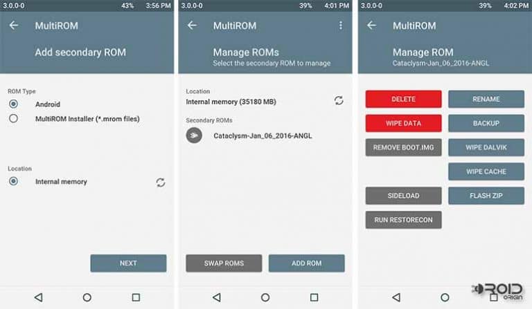 MultiROM en Nexus 6P - Administrar ROM