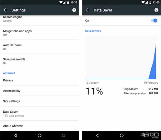 Reducir el uso de datos en Android Chrome Data Saver