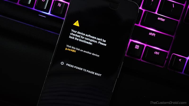 Mensaje de advertencia del cargador de arranque desbloqueado LG Nexus 5X
