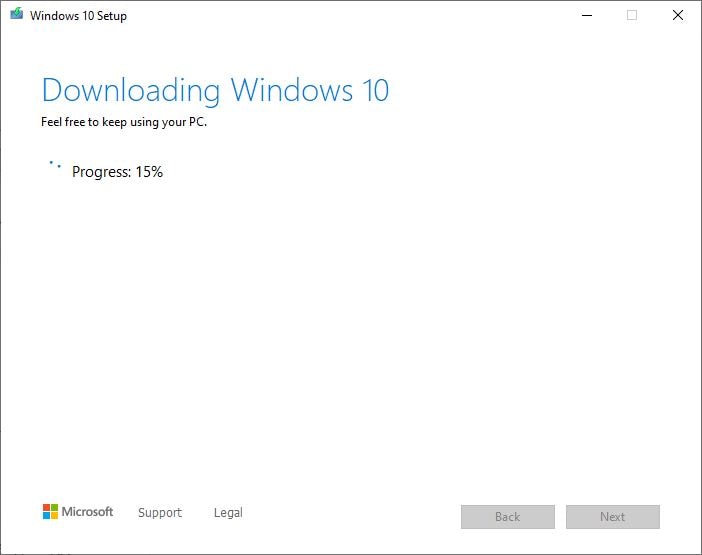 Descargando Windows 10