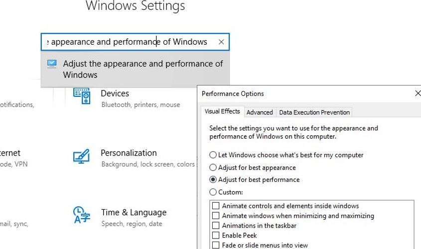 Ajuste para obtener el mejor rendimiento de Windows 10