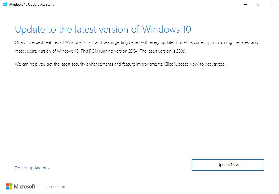 Windows 10 versión 2009