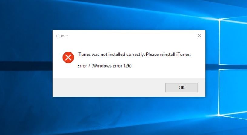 Error 7 de iTunes (error 126 de Windows)