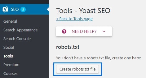 Utilice Yoast para crear un archivo robots.txt