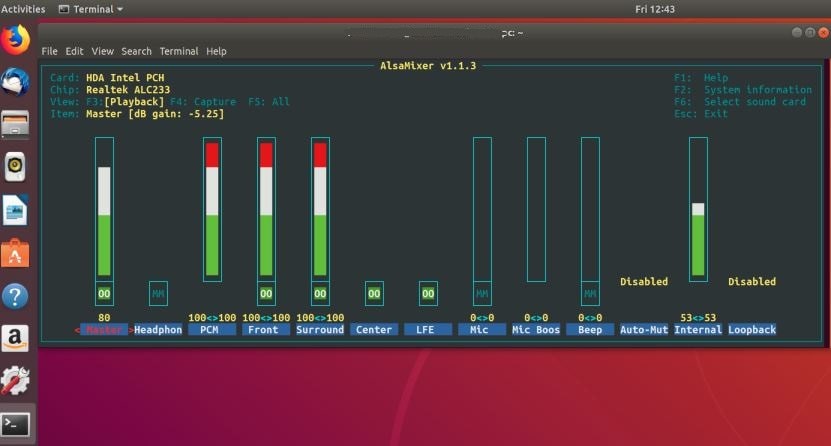 ubuntu 18.04 alsa mezclador