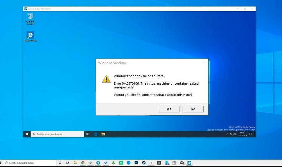 Windows Sandbox no se pudo iniciar, Error 0xc0370106?  Prueba estas soluciones