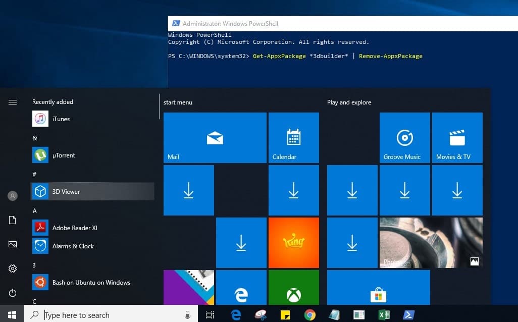 Cómo desinstalar aplicaciones integradas de Windows 10 con powershell