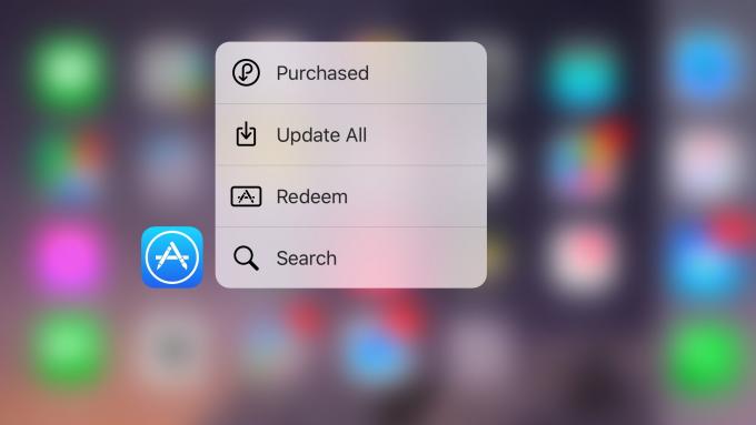iOS 9.3 App Store 3D Touch-snelkoppelingen