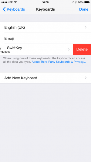 Cómo instalar un teclado en iOS 8 eliminar