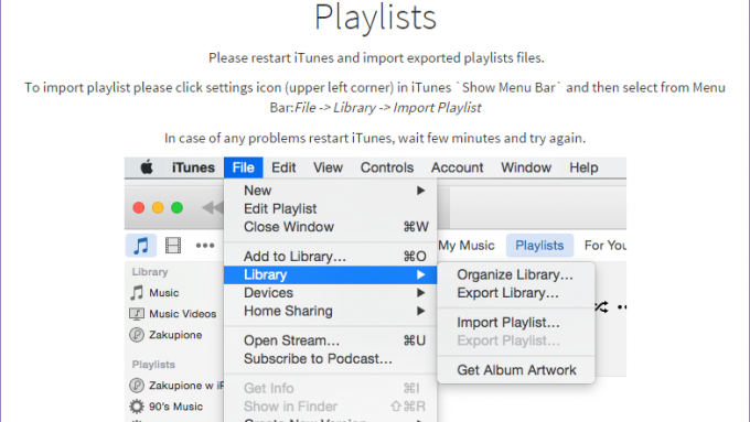 Sello de lista de reproducción de importación de iTunes