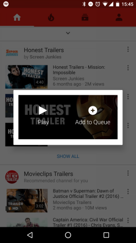 YouTube Dial agregar a la cola
