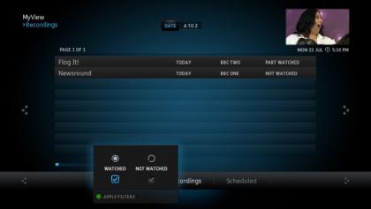 YouView Opnamefilters