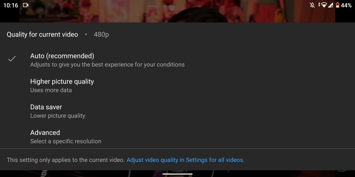Google está probando actualmente una nueva función de preferencias de calidad de video para YouTube
