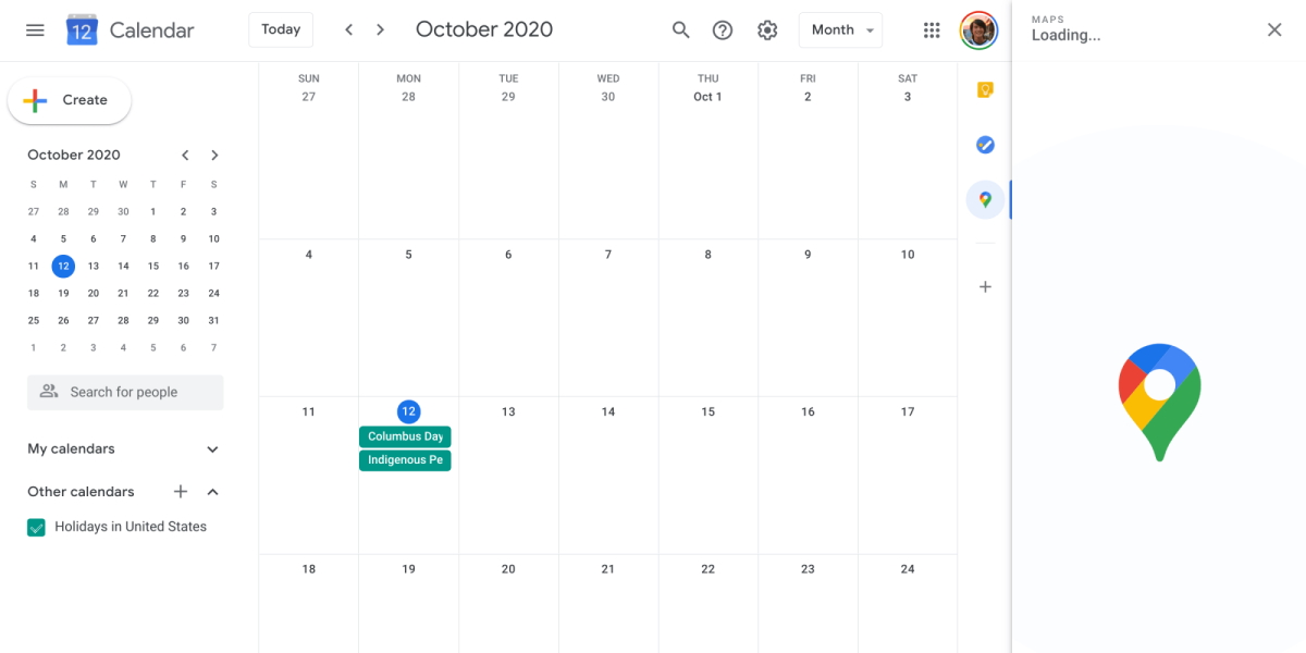Google integra las funciones de Maps en el panel lateral de Google Calendar