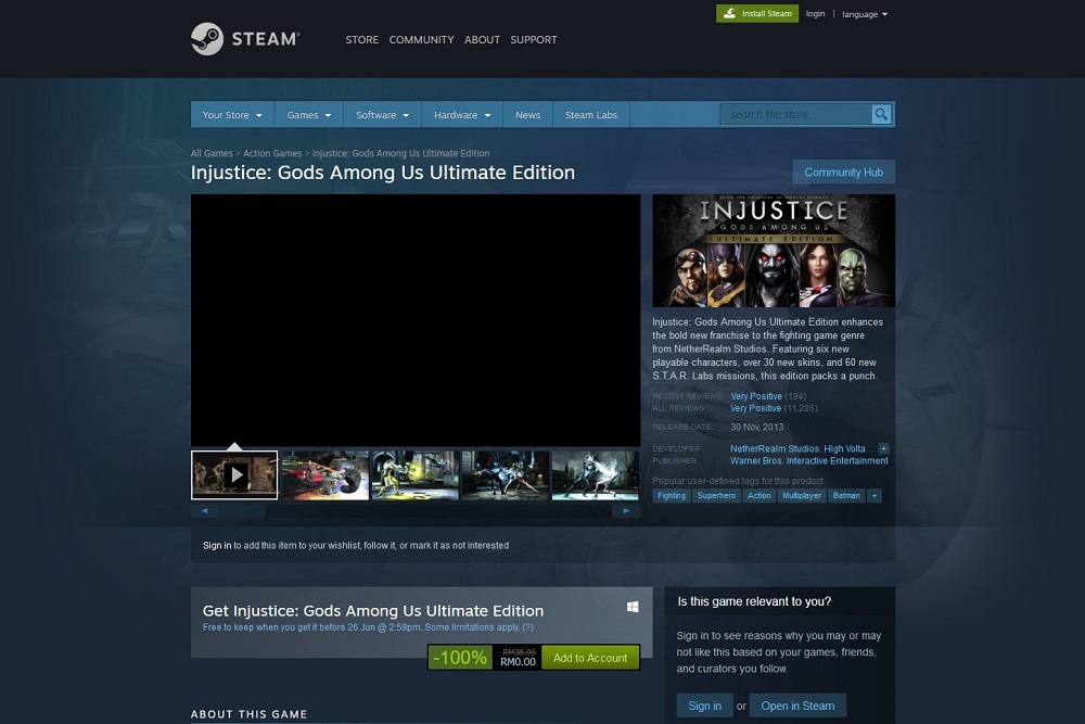 Injustice: Gods Among Us Ultimate Edition es gratis en Steam y PSN