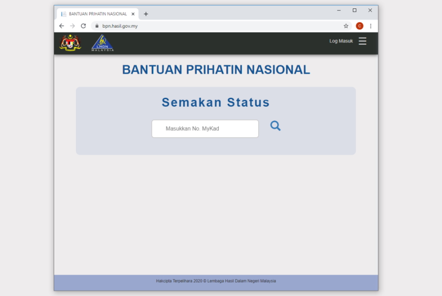 El sitio web de Bantuan Prihatin Nasional se vio abrumado por el tráfico masivo durante todo el día